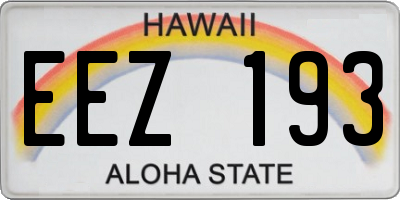 HI license plate EEZ193