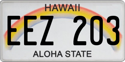 HI license plate EEZ203