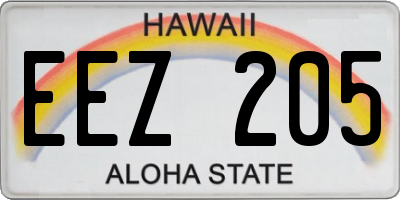 HI license plate EEZ205