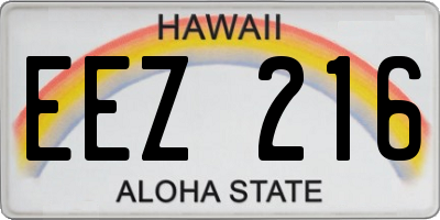 HI license plate EEZ216