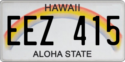 HI license plate EEZ415