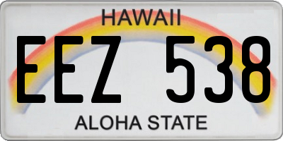 HI license plate EEZ538