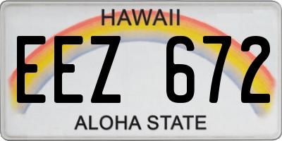 HI license plate EEZ672