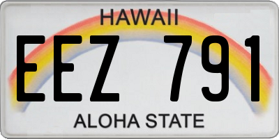 HI license plate EEZ791