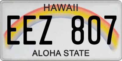 HI license plate EEZ807