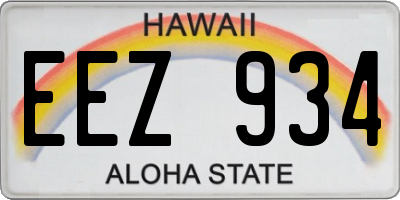 HI license plate EEZ934