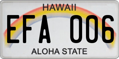 HI license plate EFA006