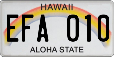 HI license plate EFA010