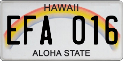 HI license plate EFA016