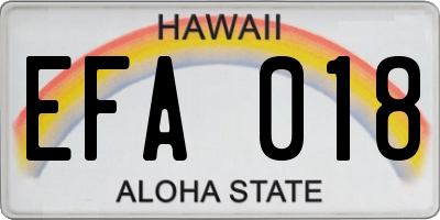 HI license plate EFA018