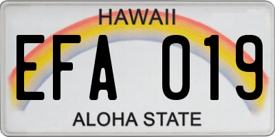 HI license plate EFA019