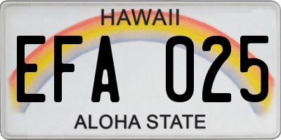 HI license plate EFA025
