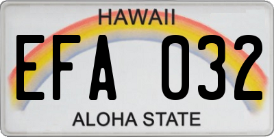 HI license plate EFA032