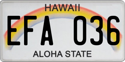 HI license plate EFA036