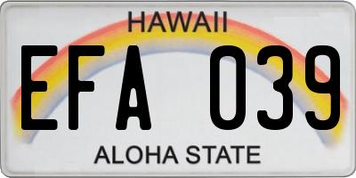 HI license plate EFA039