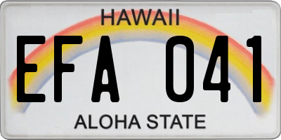 HI license plate EFA041