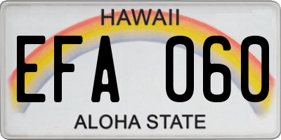 HI license plate EFA060