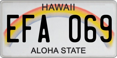 HI license plate EFA069