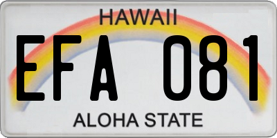 HI license plate EFA081