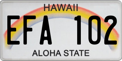HI license plate EFA102