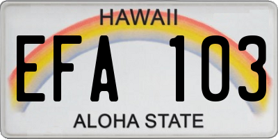 HI license plate EFA103