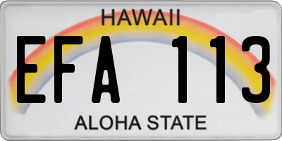 HI license plate EFA113