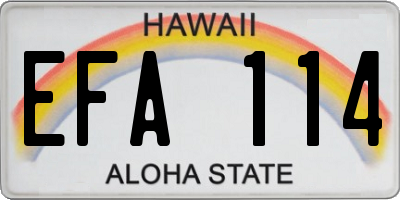 HI license plate EFA114