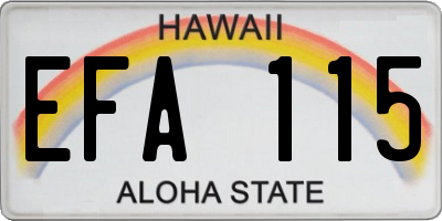 HI license plate EFA115