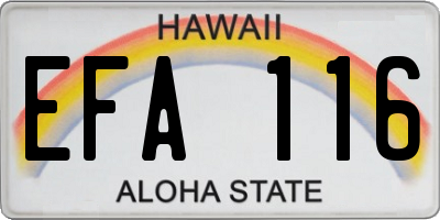HI license plate EFA116