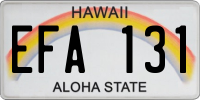 HI license plate EFA131