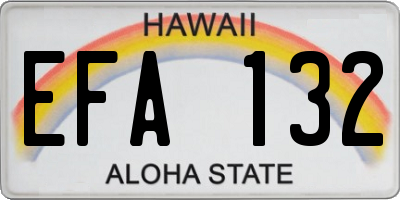 HI license plate EFA132