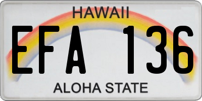 HI license plate EFA136