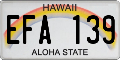 HI license plate EFA139