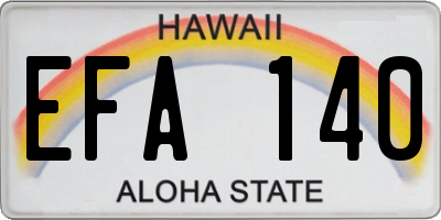 HI license plate EFA140