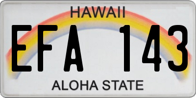 HI license plate EFA143