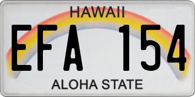 HI license plate EFA154