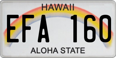 HI license plate EFA160