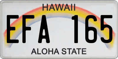 HI license plate EFA165