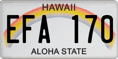 HI license plate EFA170