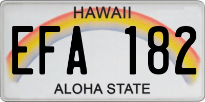 HI license plate EFA182