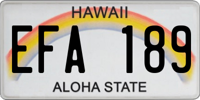 HI license plate EFA189