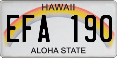 HI license plate EFA190