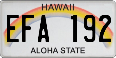 HI license plate EFA192