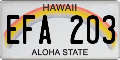 HI license plate EFA203