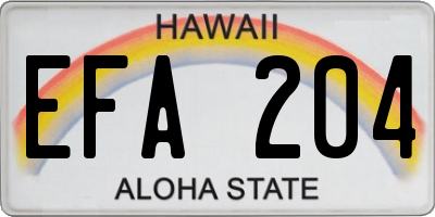 HI license plate EFA204