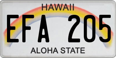 HI license plate EFA205
