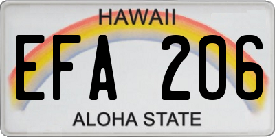 HI license plate EFA206