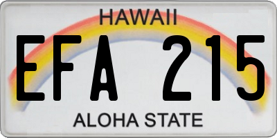 HI license plate EFA215