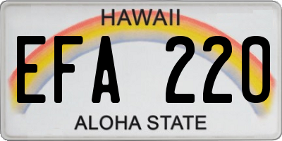 HI license plate EFA220