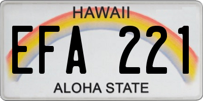 HI license plate EFA221